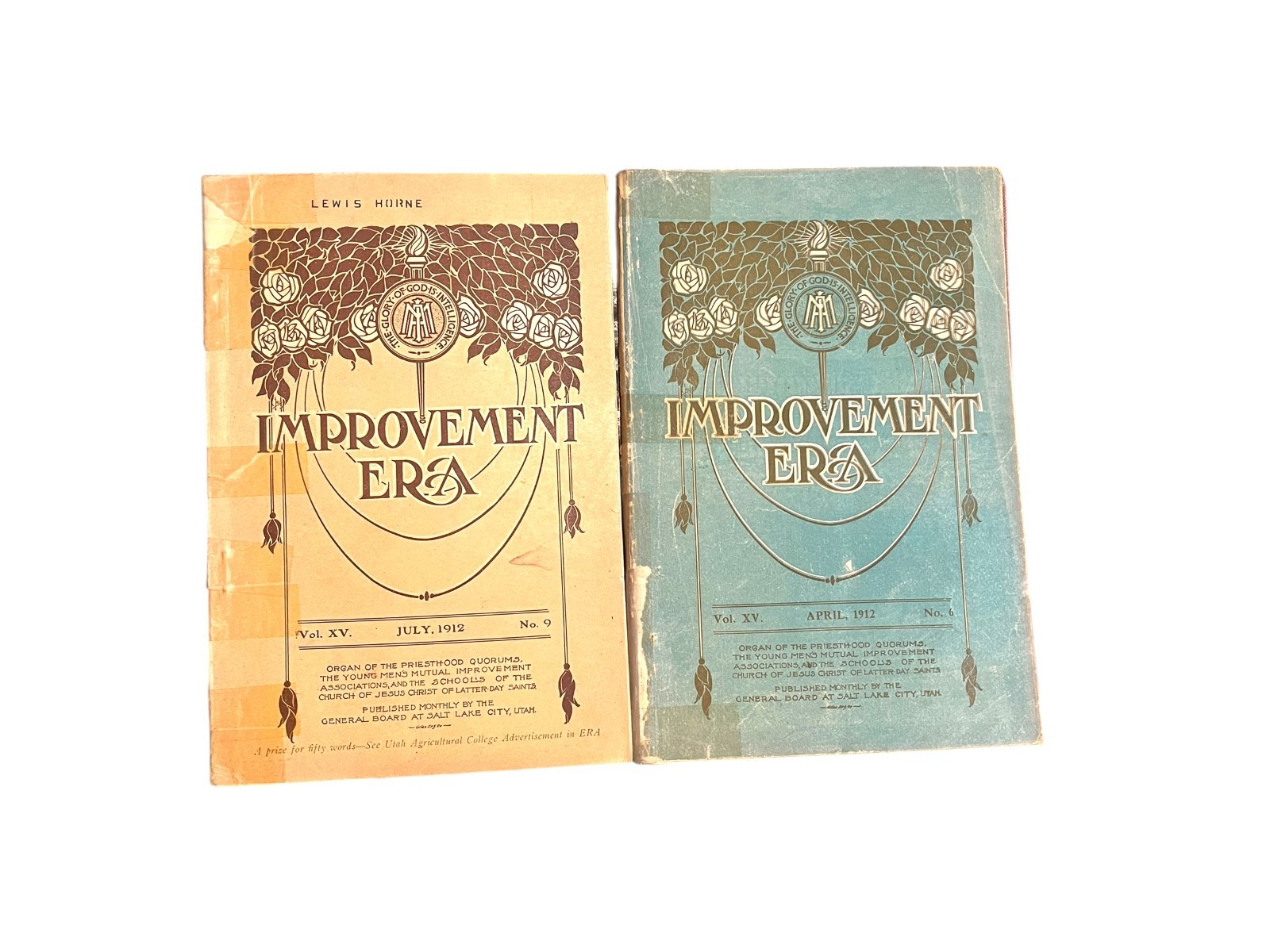 1912 Improvement Era LDS Mormon Magazine Lot 2 Issues Apr Jul Vol XV Antique