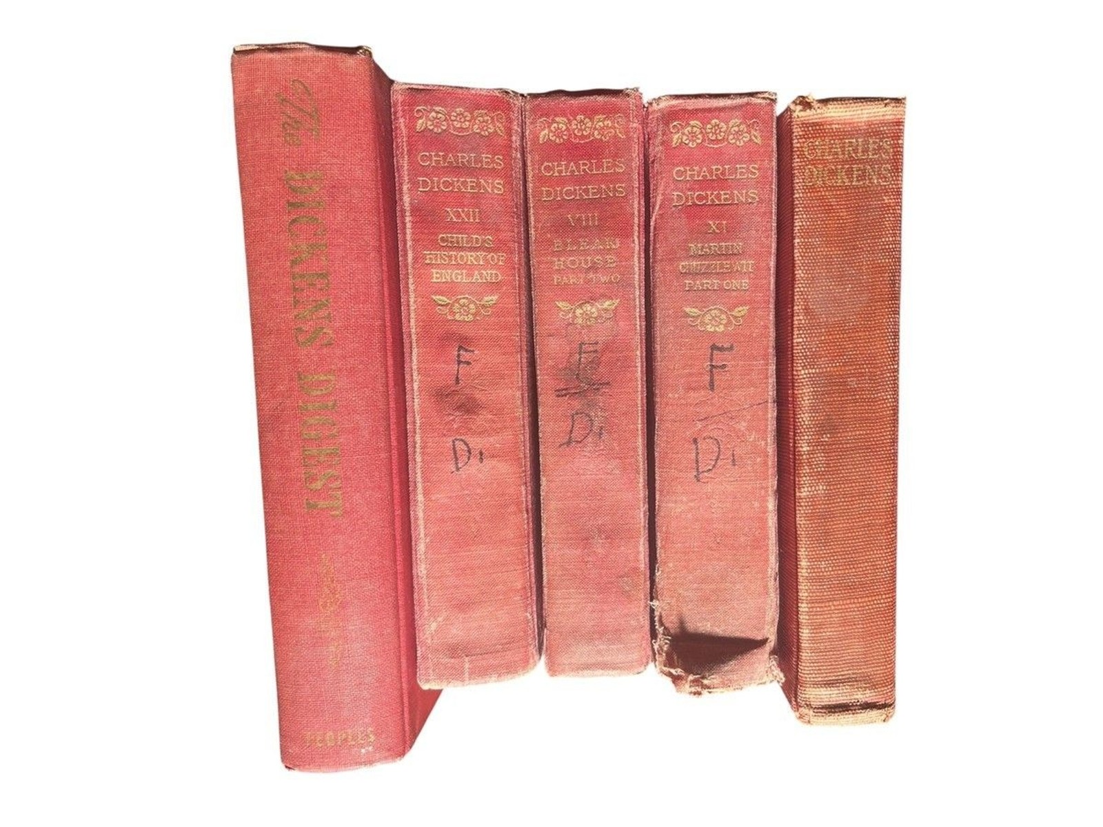 Charles Dickens Red Hardcover Book Set of 5