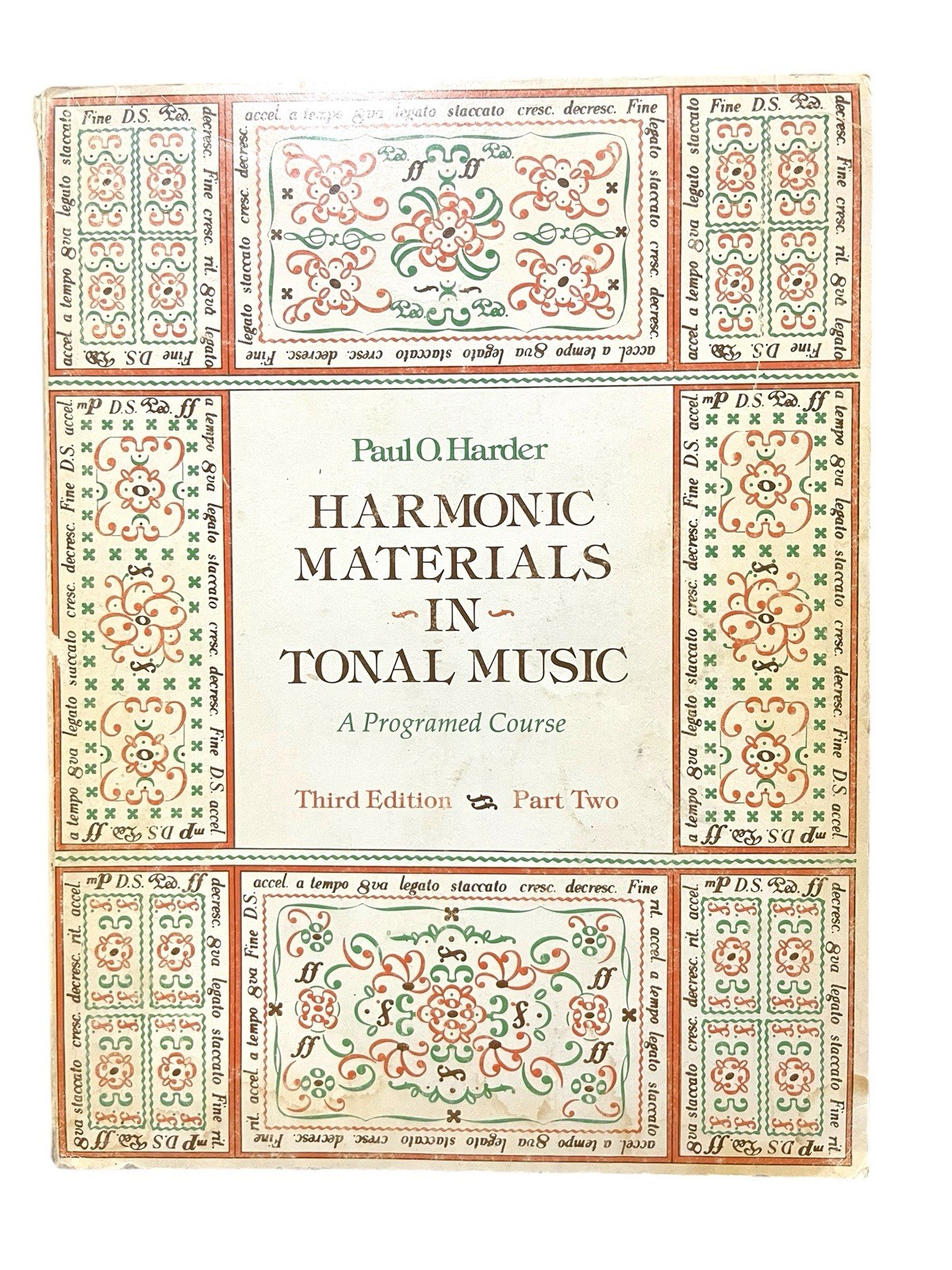 HARMONIC MATERIALS IN TONAL MUSIC: A PROGRAMMED COURSE, By Paul O. Harder *VG+*