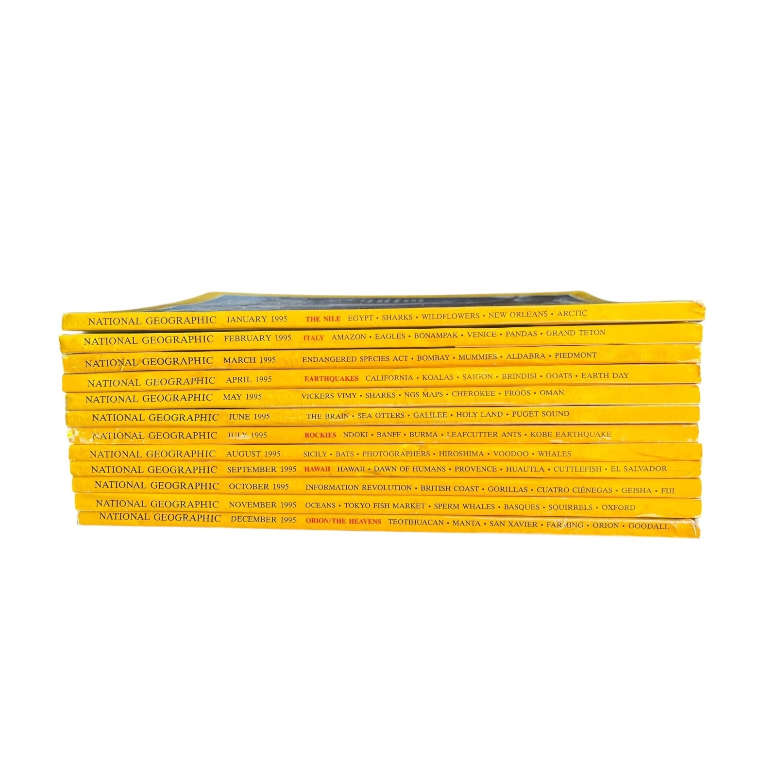 1995 National Geographic Magazine Lot – Complete January to December (12 Issues)